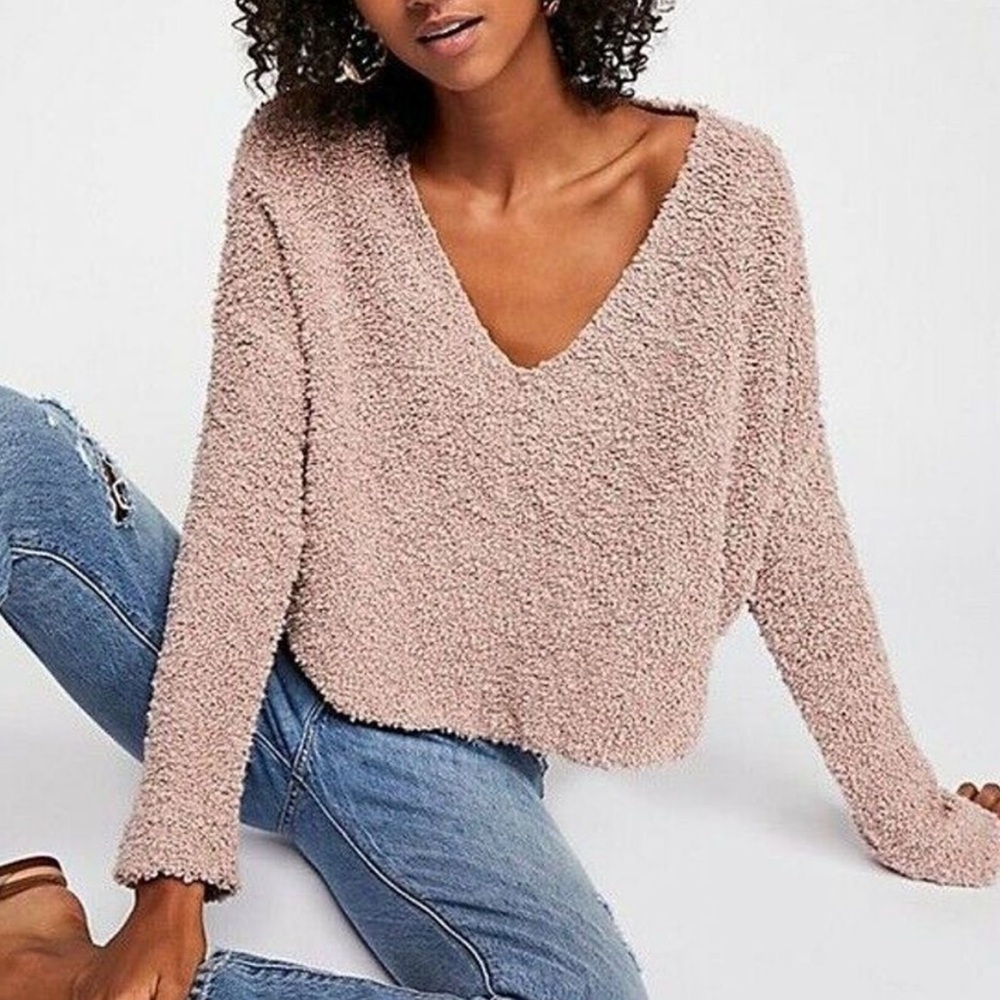 Free People Popcorn Sweater Oversized Fit Size Small Neutral Chunky Boho